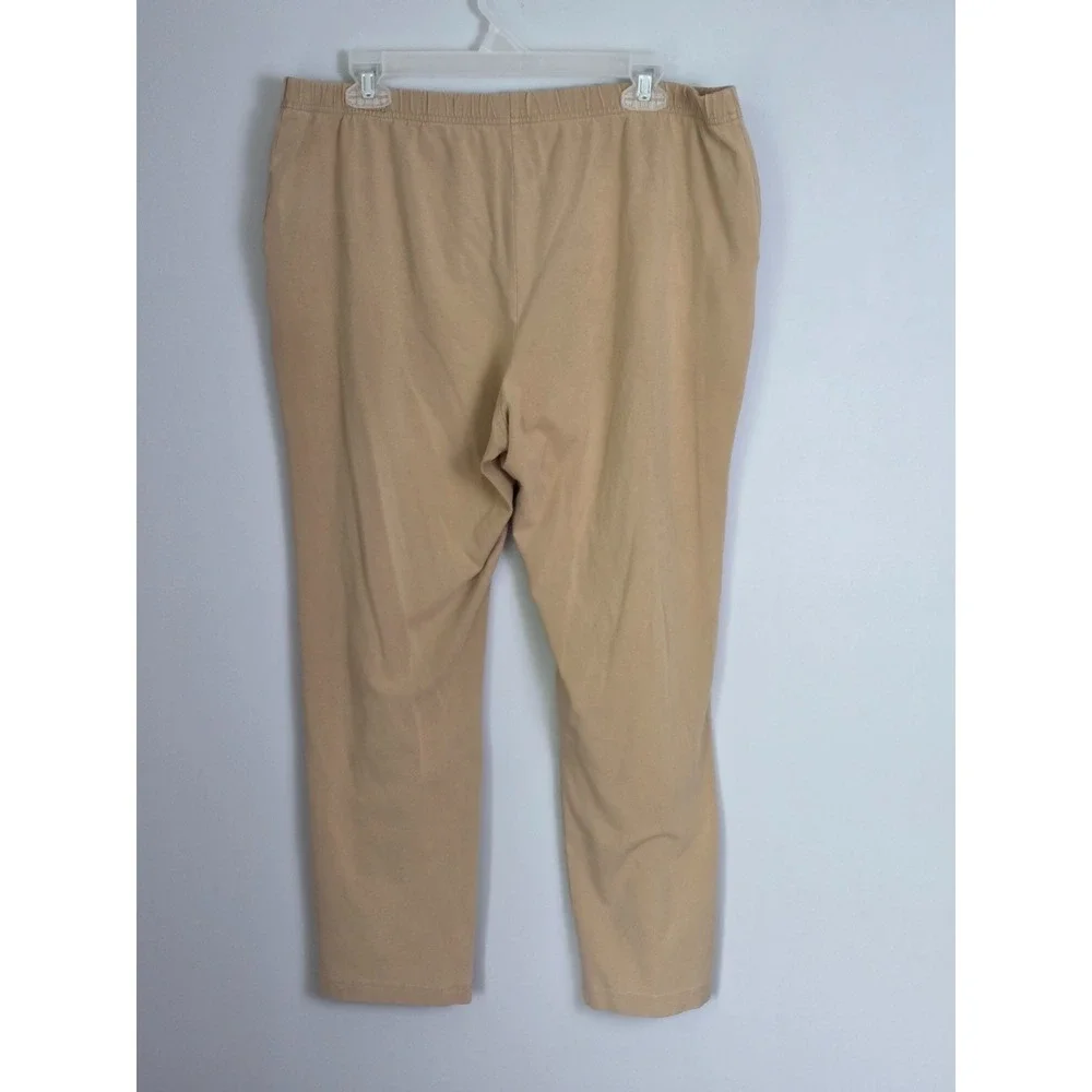 L.L. Bean Women's Jersey Pants‎ Size L Beige Tan Perfect Fit Straight Pull-On